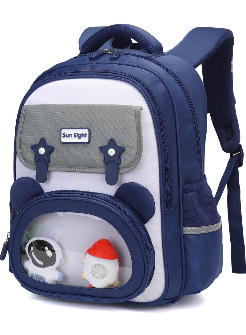 SUN EIGHT Premium 15.5-inch Light Weight School Backpack Water Resistant Polyester Kid’s Daypack for Boys, SE22260, Blue - Image 1